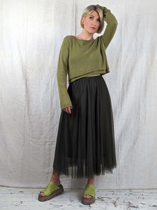 BLUE BASICS Midi Tulle Skirt - Olive Blue Woman