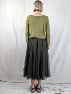 BLUE BASICS Midi Tulle Skirt - Olive Blue Woman