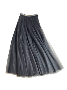 BLUE BASICS Tulle Skirt - Charcoal Grey Blue Woman