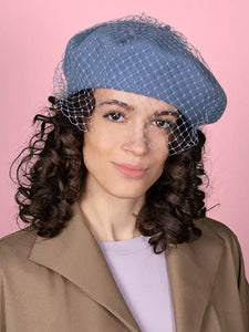 KOPKA Beret with Net Veiling - 2 Colours Blue Woman