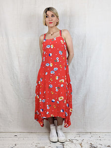 Lurdes Bergada 448 Printed Dress in Red Blue Woman